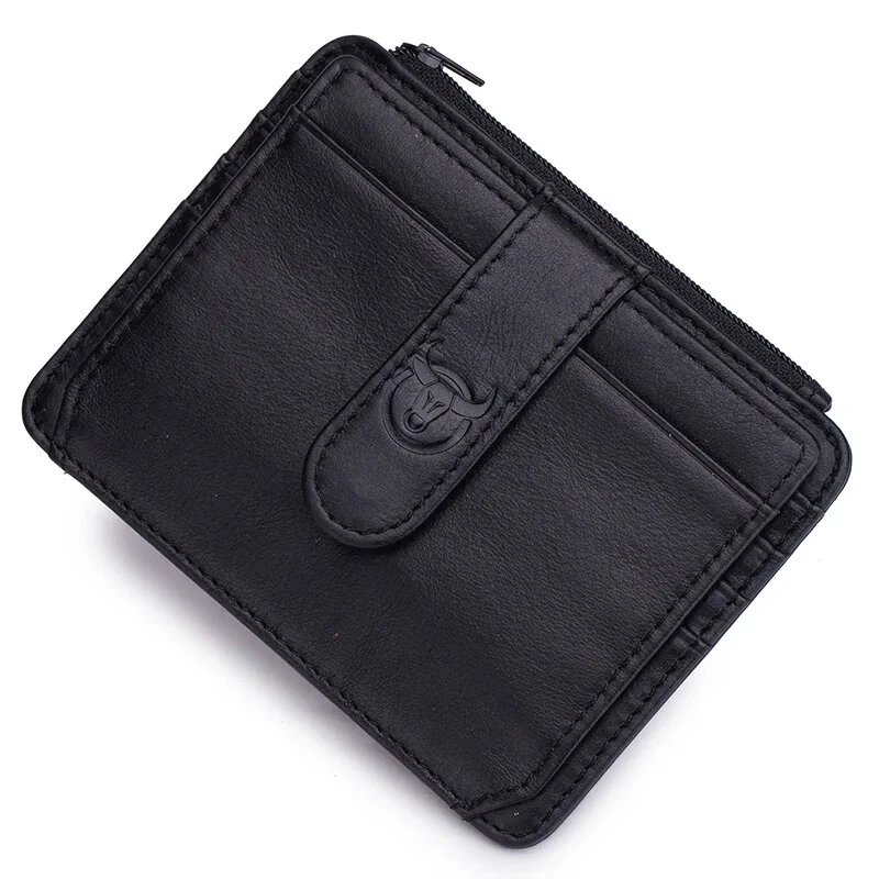 BULLCAPTAIN Men's Genuine Leather RFID Blocking Wallets, Thin Zipper Short Wallet Multiple Card Slots Coin Purse Holder Mini Business Wallet, Gifts To Mens Birthday (image for) BULLCAPTAIN Men's Genuine Leather RFID Blocking Wallets, Thin Zipper Short Wallet Multiple Card Slots Coin Purse Holder Mini Business Wallet, Gifts To Mens Birthday